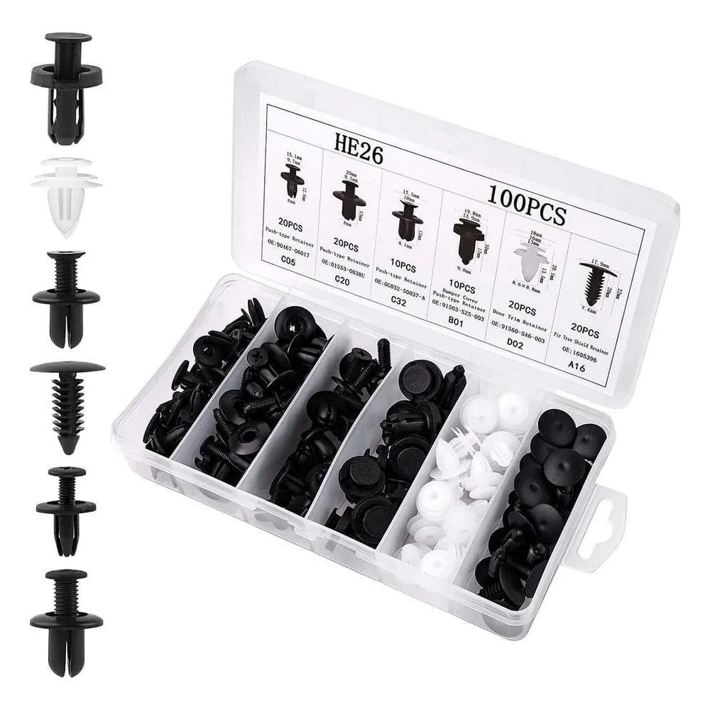 3X Kit Presilhas Grampo Automotiva Universal 100 Peças Compl