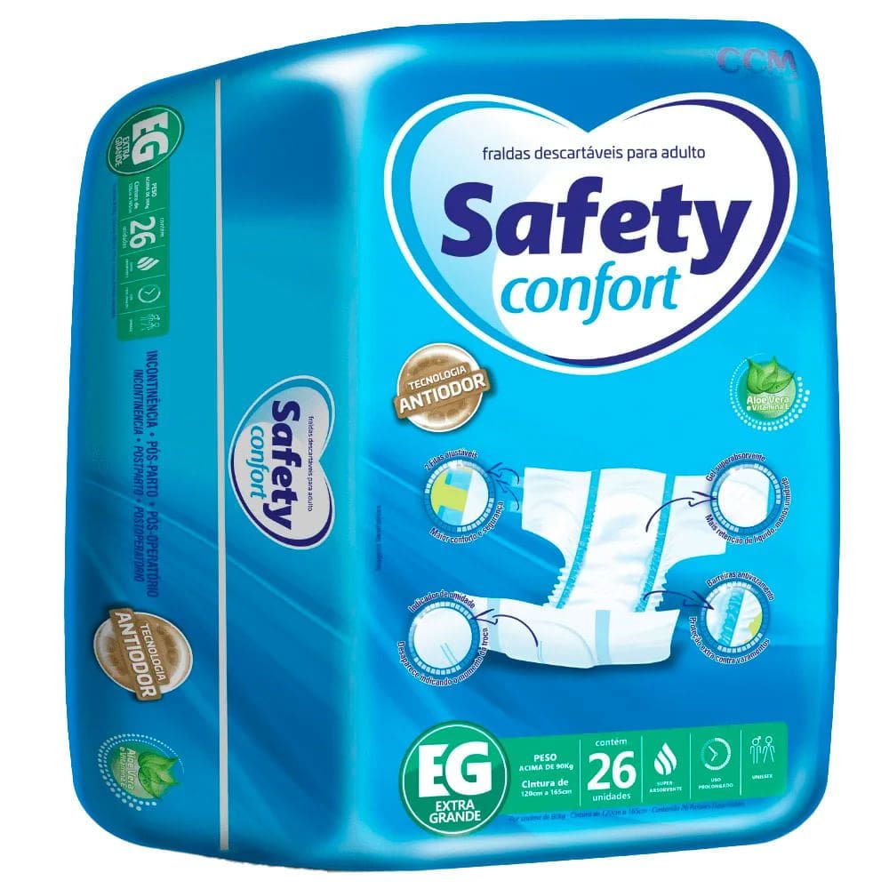 Fralda Geriátrica Safety Confort Tamanho EG com 26 Unidades Descartáveis