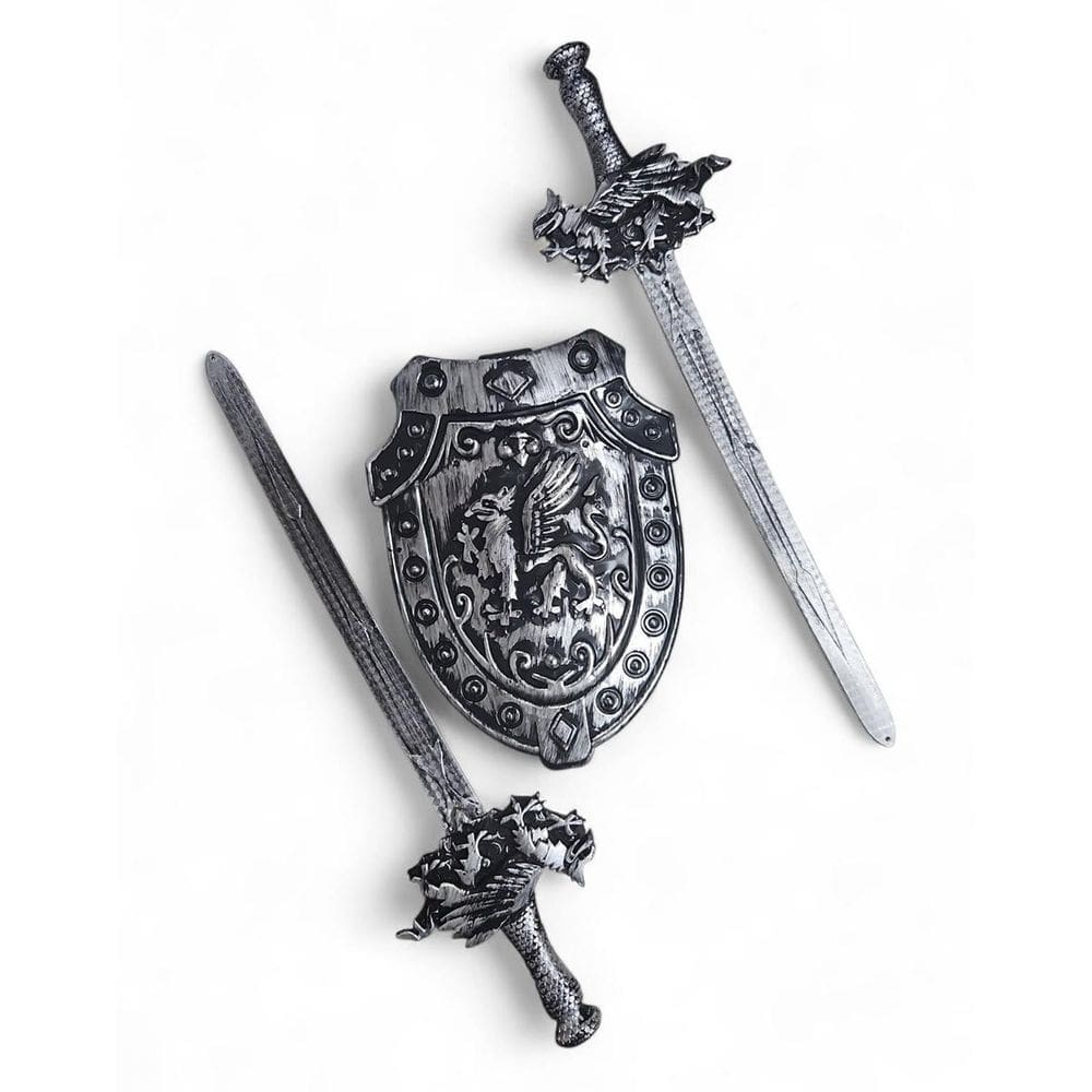 Kit Medieval 2 Espadas Escudo Grifo Combate Infantil Jr0951