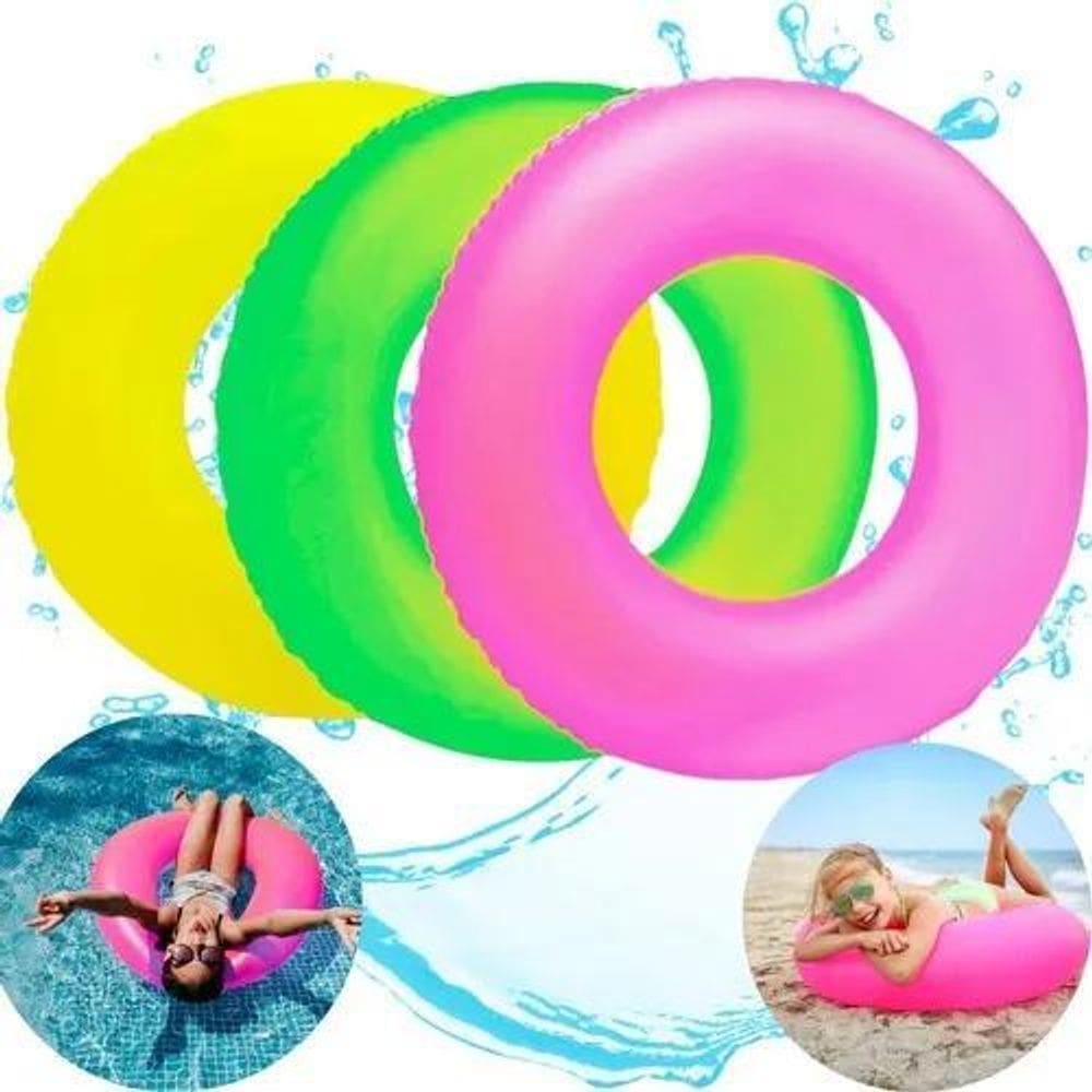 3X Kit 3 Boia Redonda Praia Piscina Inflável Colorida Unisex