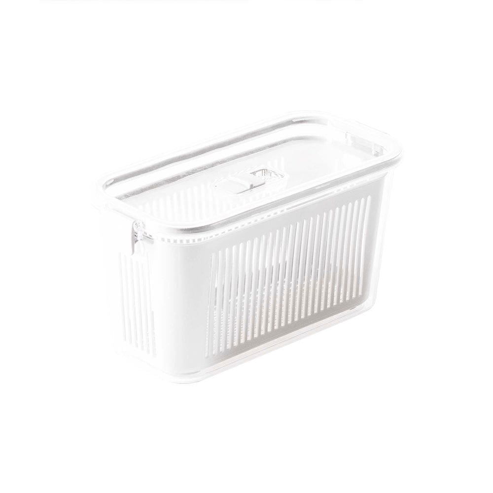 Pote Slim Hermético C/ Cesto de Drenagem e Travas de Fechamento Branco 1.700ml