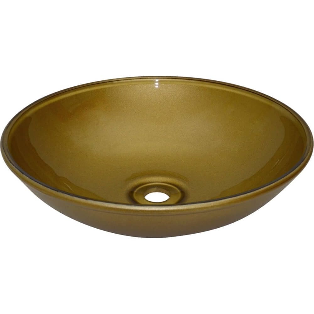 Cuba de Vidro Redonda 350mm Dourada - 579 - PRISMATIC