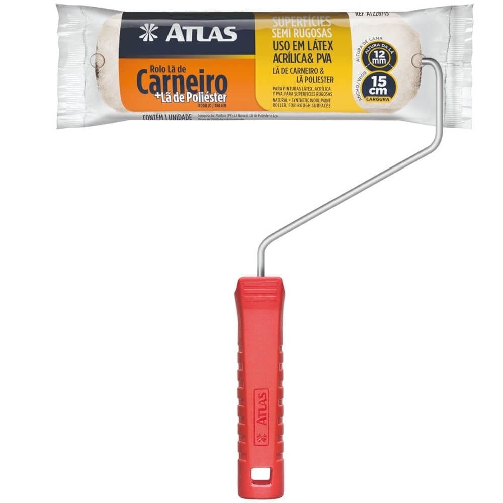 Rolo de Lã de 12mm Mista 15cm - AT228/15 - PINCÉIS ATLAS