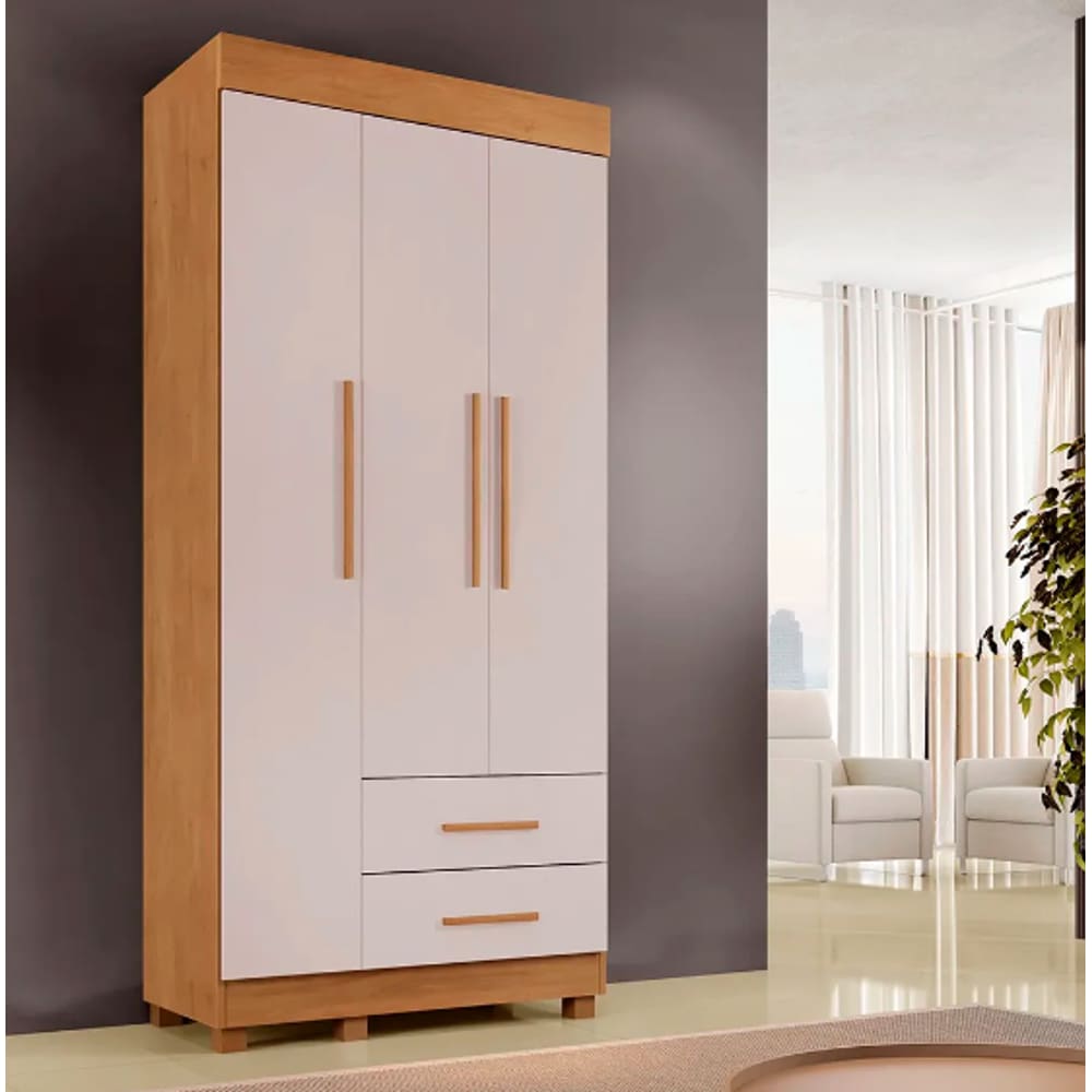 Guarda Roupa Copacabana New 3 Pts Cinamomo/Off - Benetil