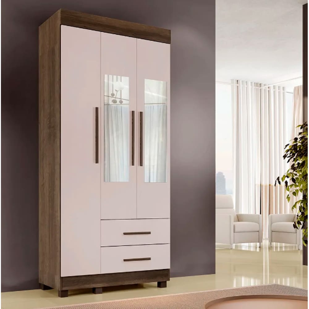 Guarda Roupa Copacabana New Com Espelho Imbuia/Off - Benetil