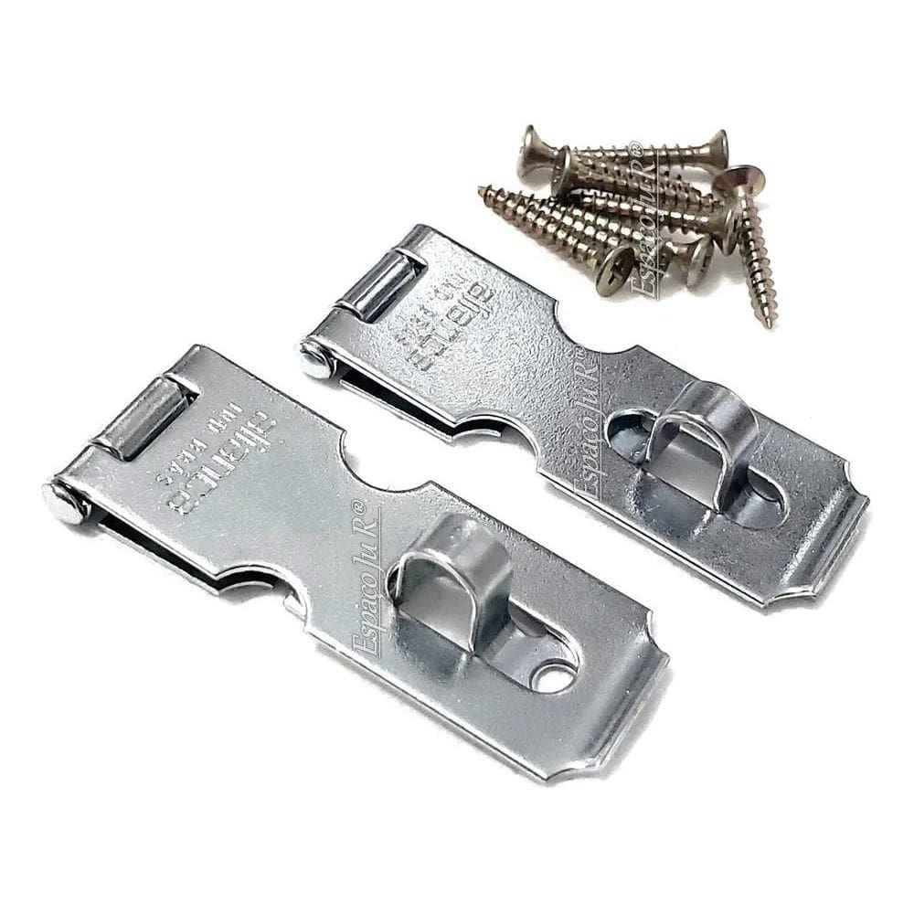 Porta Cadeado 2 Fecho Trinco Aliança 53Mm Aço Kit 2 Travas