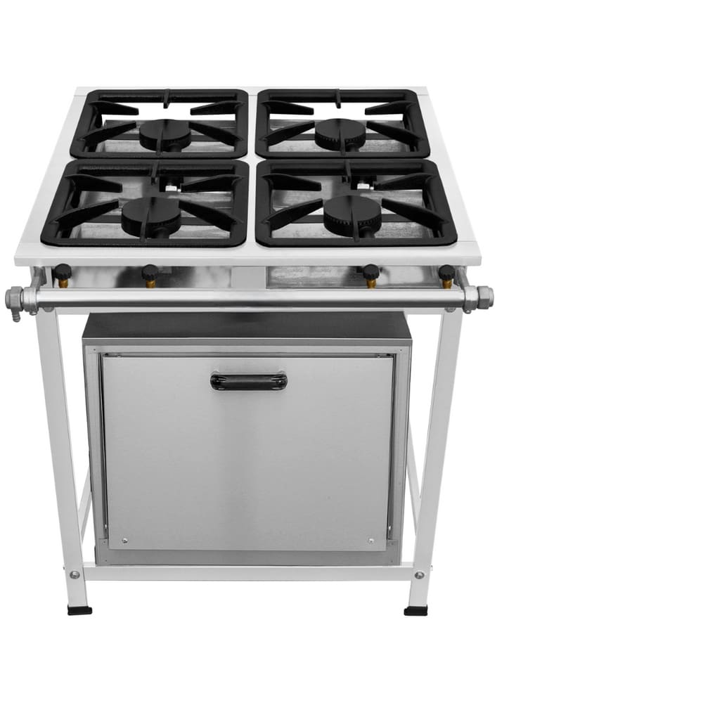 Fogão Industrial 4 Bocas AP P8 em Aço Inox com Forno Leona