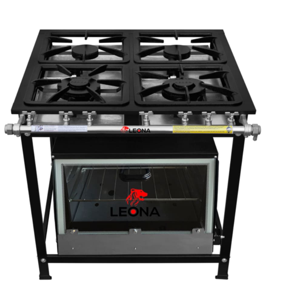 Fogão Industrial 4 Bocas 30x30 P7 com Forno Leona