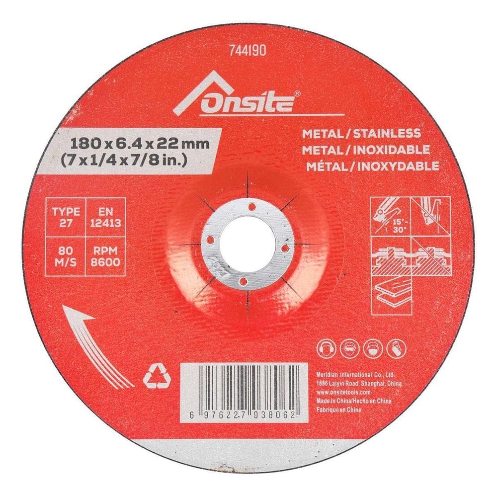 Disco De Desbaste Metal E Inox 7`` X 1/4`` X 7/8`` Onsite