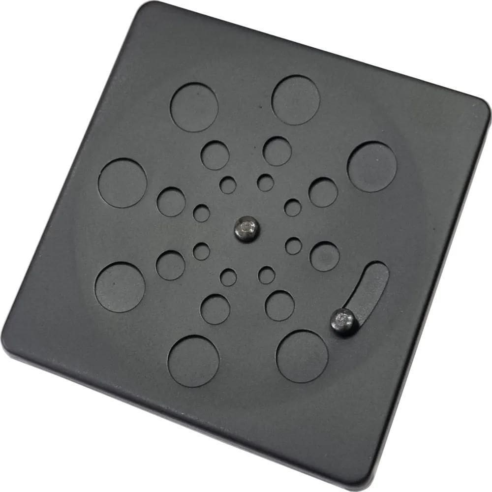 Ralo Preto Fosco Quadrado 10X10Cm Com Abre E Fecha Inox