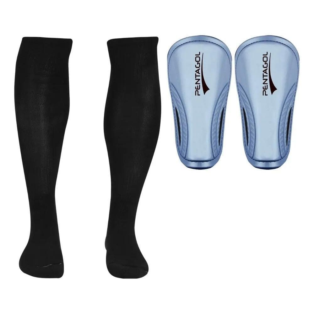 Kit Par Meião Futebol Infantil Juvenil Caneleira Criança Cl