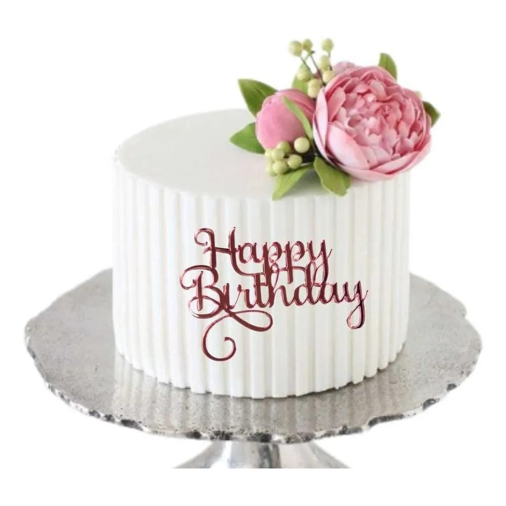 Topo De Bolo Aplique Topper Happy Birthday Em Acrílico 2 Cor