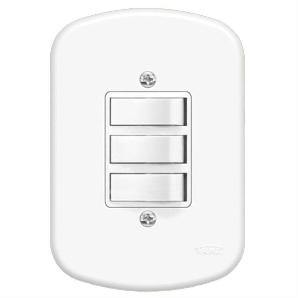 Interruptor Embutir 3 Paralelas com Placa Série Blanc - 0657 - FAME
