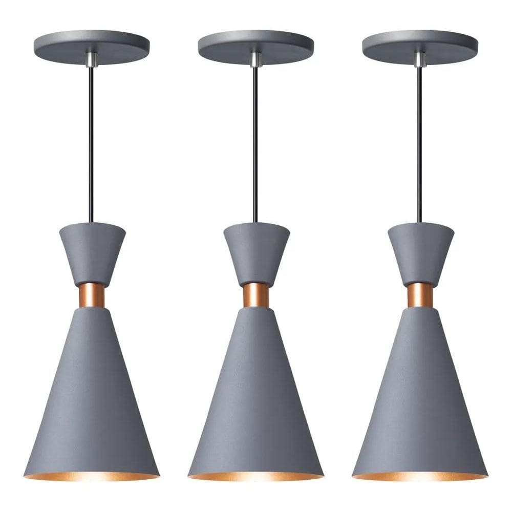 Iluminar Ambiente Kit 3 Luminária Pendente Mini Pequim 24Cm
