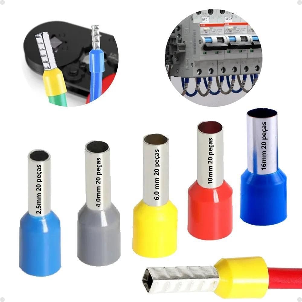 Kit Terminais Conector Tubular 2,5/4,0/6,0/10/16Mm 100Pçs