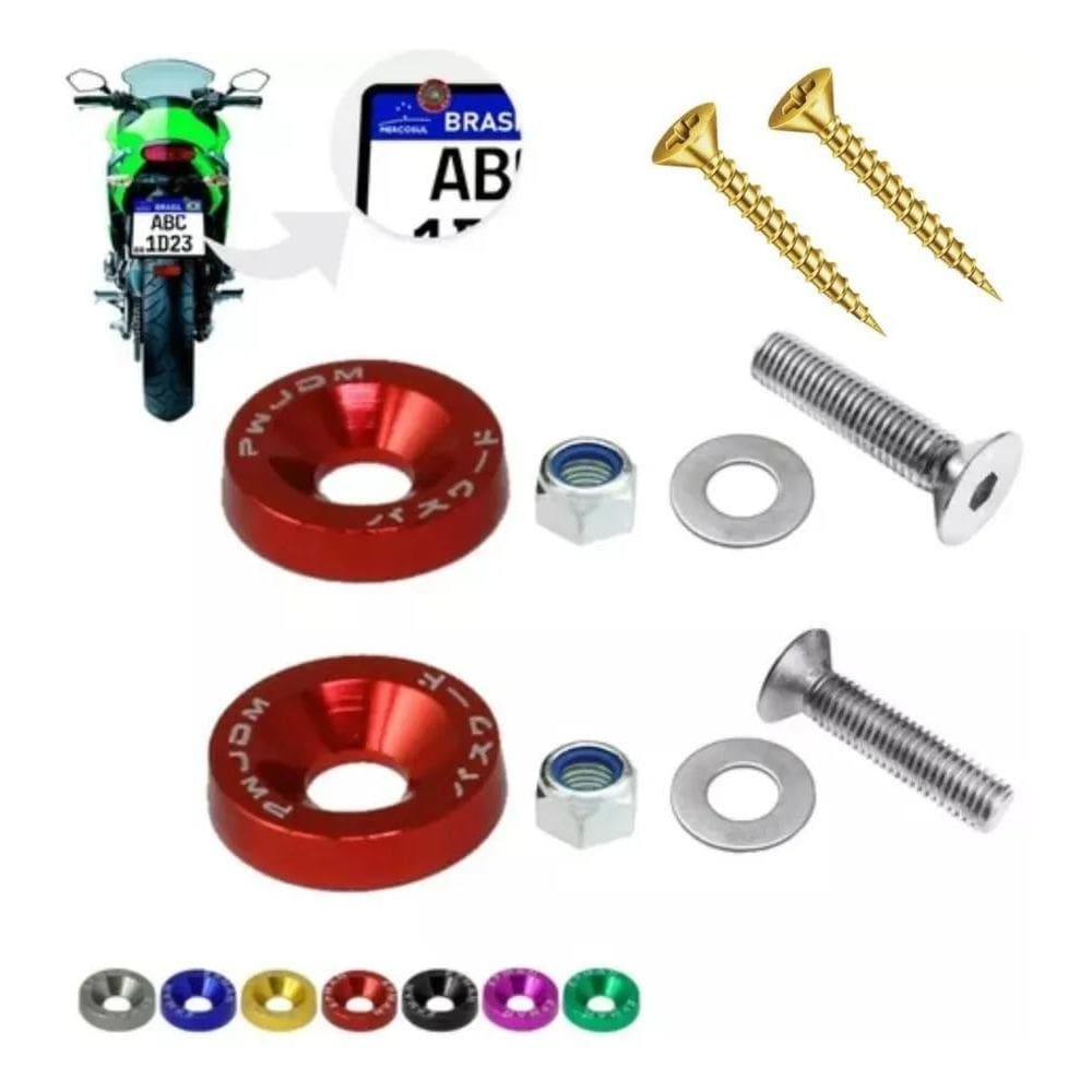 Parafuso Placa Alumínio Anodizado Moto Carro O Par