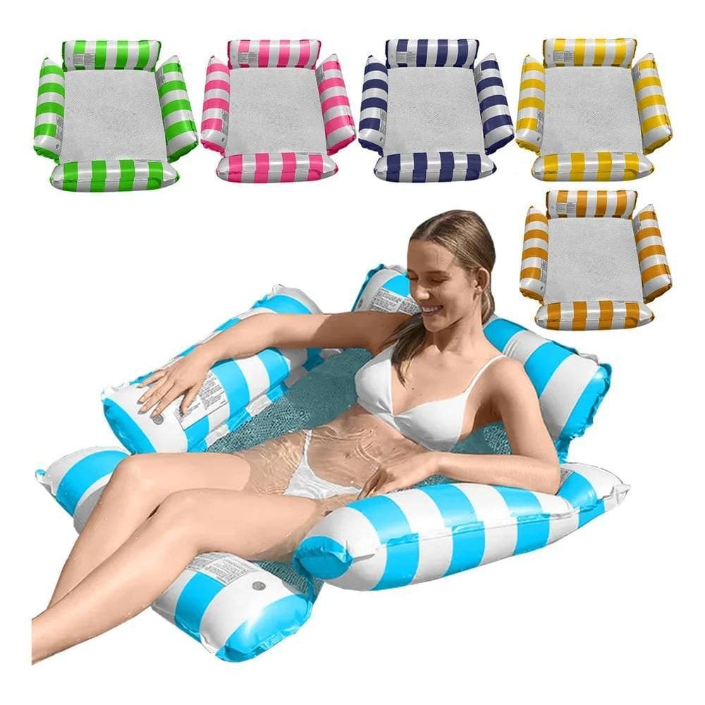 Boia Rede Piscina Cama Flutuante Deitado Reclinável Inflável
