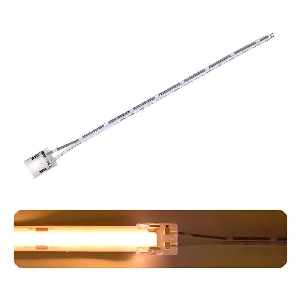 3X Cabo Conector Rabicho Fita Led Cob 2 Vias Monocor 8Mm Ip2