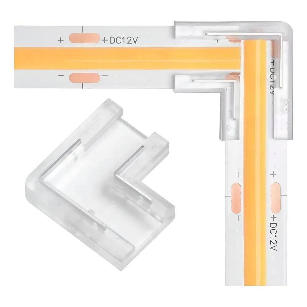Kit 5 Conector L Emenda Fita Led Cob 2 Vias Monocor 10Mm Ten
