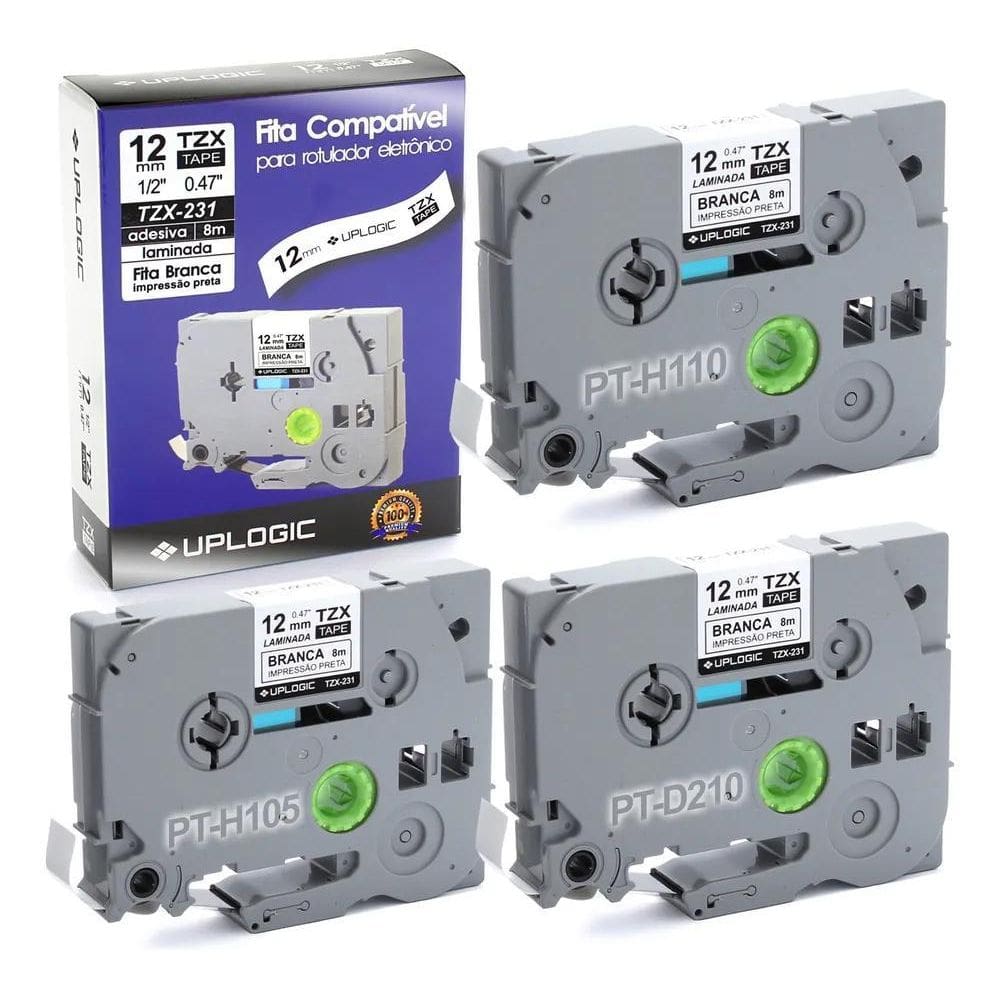 3 Etiqueta Compatível Tze 231 Brother Pt-H110 Pt-E110 Com