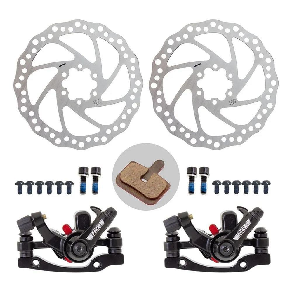 Kit Freio A Disco 160Mm Mecânico Pinça/Disco/Adaptador Bike