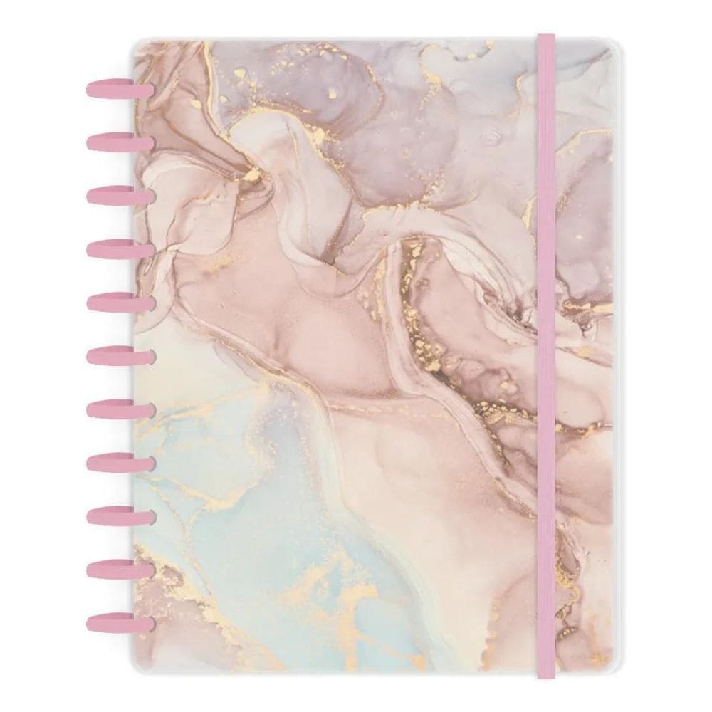 Caderno De Discos Basic Inteligente Grande - Mármore D Rosa