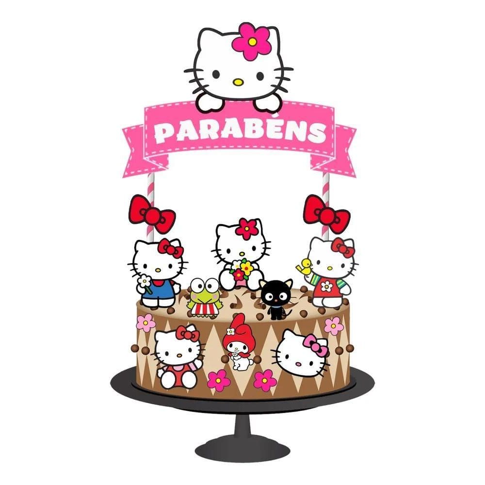 Topo De Bolo Topper De Bolo Aniversário Hello Kitty Full