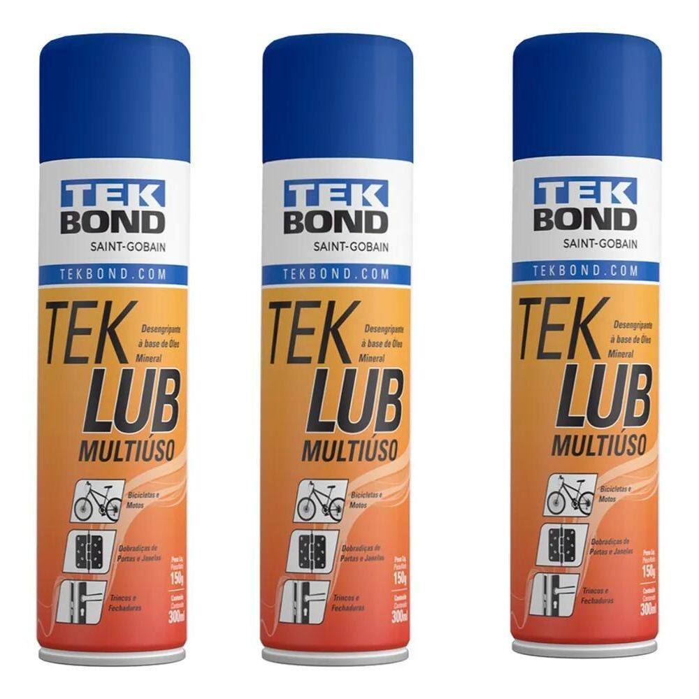3X Óleo Desengripante Teklub Multiuso Spray 300Ml Tekbond 3U