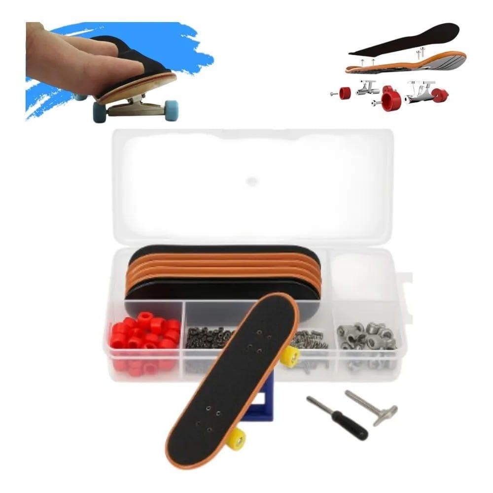 3X Conjunto 5 Skate De Dedo Fingerboard Com Estojo Montagem