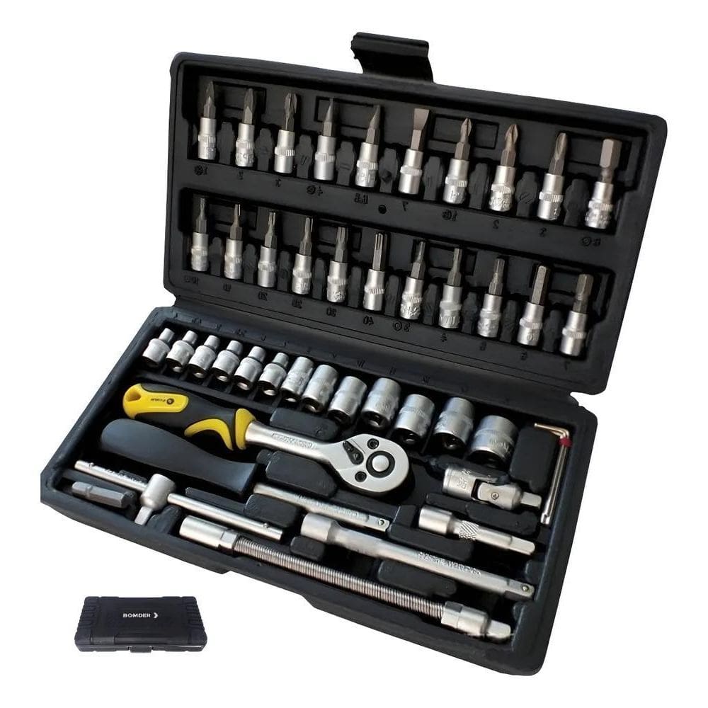 3X Kit Ferramenta Jogo Chave Catraca Maleta Repara Moto Carr