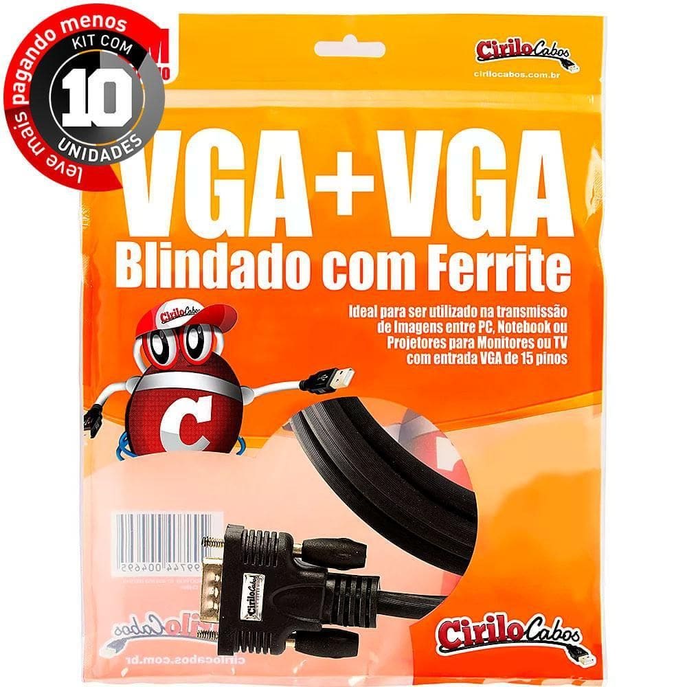 Cabos Vga Blindado - 5 Mt Cirilo Cabos - Kit Com 10