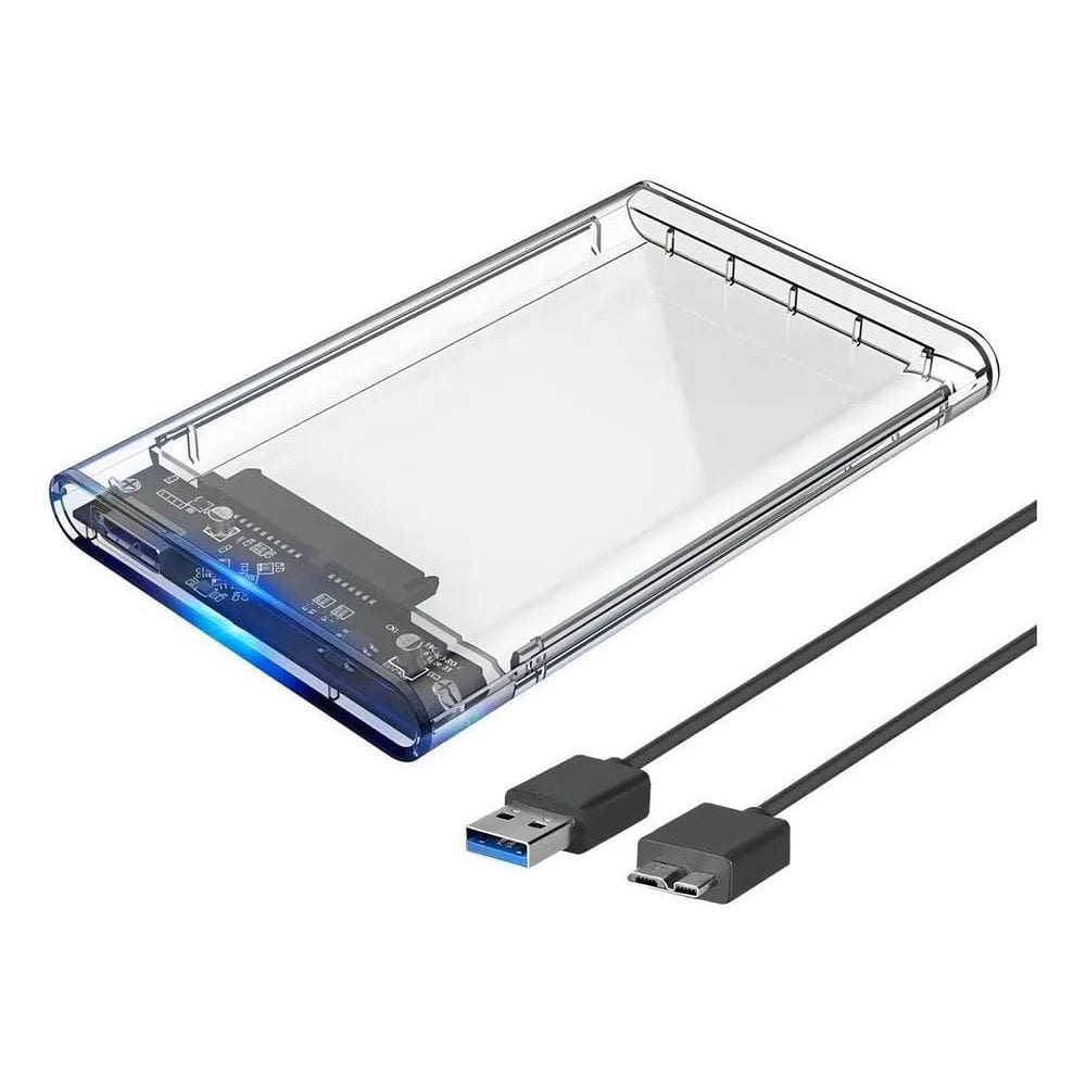3X Case Para Hd Externo Gaveta 2,5 Usb 3.0 Transparente Rápi