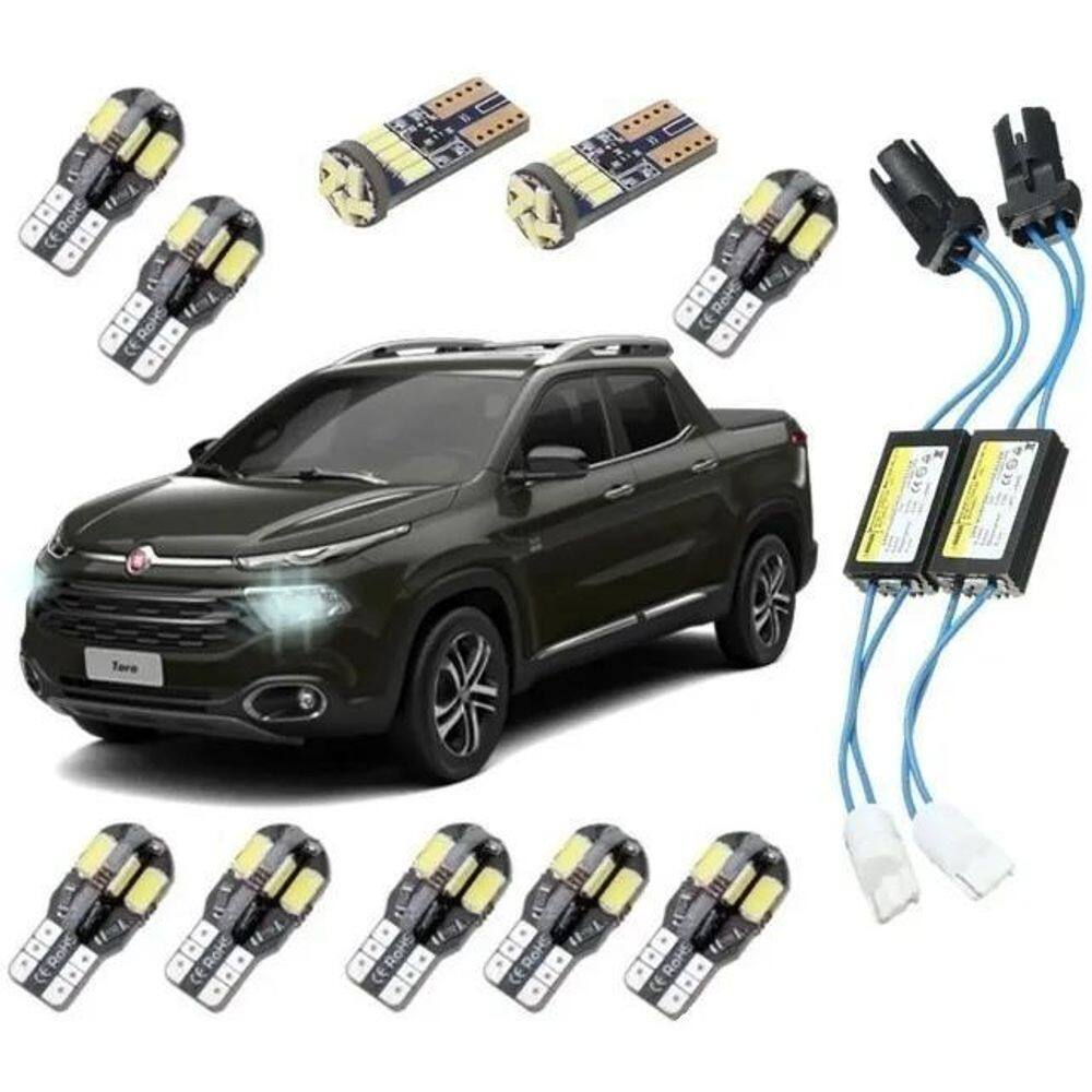 3X Kit Led Fiat Toro 5000K Sem Erro Lampadas Internas Placa