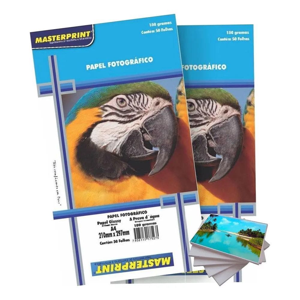 3X Papel Fotográfico 180G A4 Brilhante 100 Folhas Glossy
