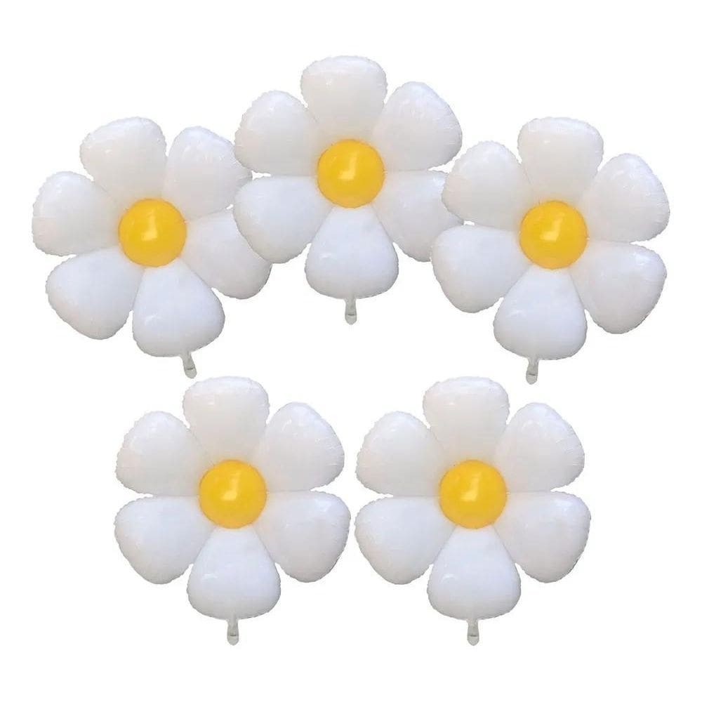 3X 10 Balão Flor Margarida Branca 45Cm Decoração Festa Jardi