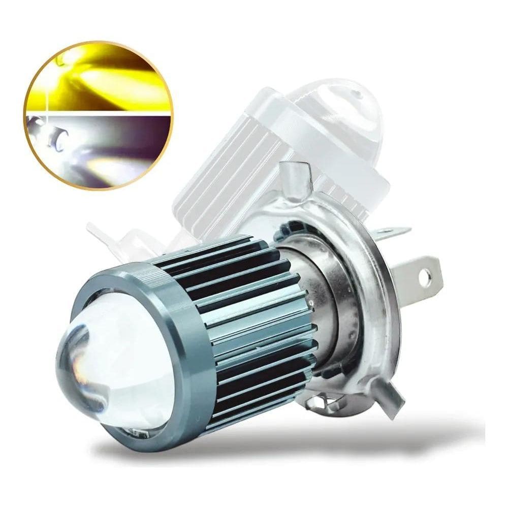 3X Lâmpada Led Moto H4 Ba20D 6500K Olho De Peixe Alta Potênc