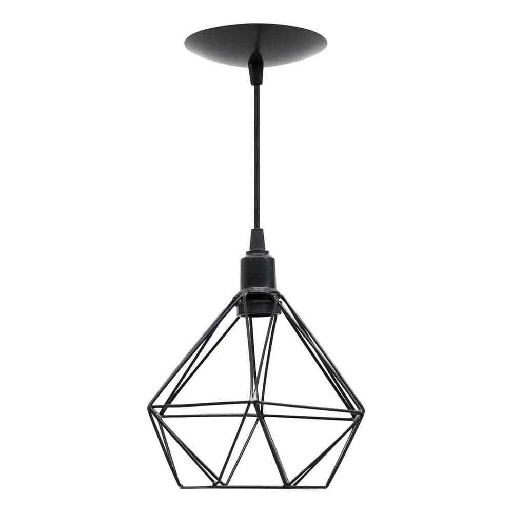 3X Pendente Luminaria Aramado Diamante Preto Lustre Teto Pop