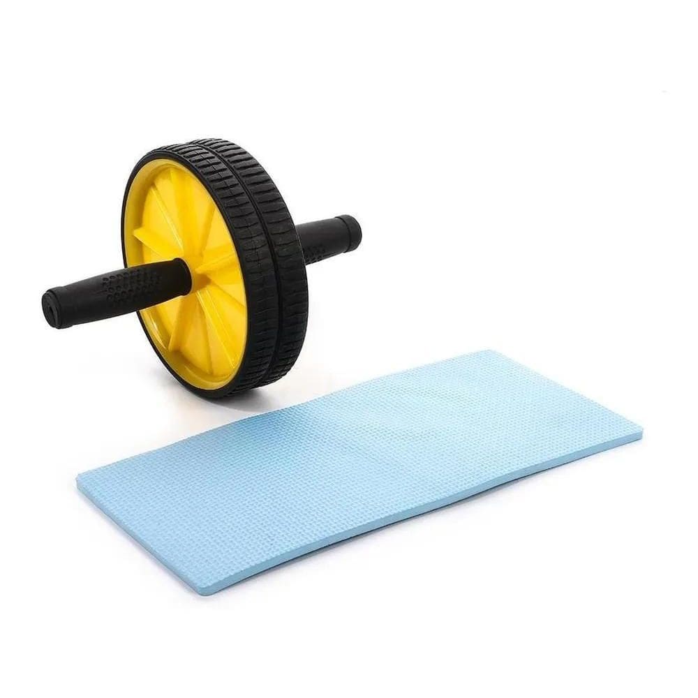 3X Rodinha Abs Wheel Com Tapete Rolo Abdominal Treino Abdome