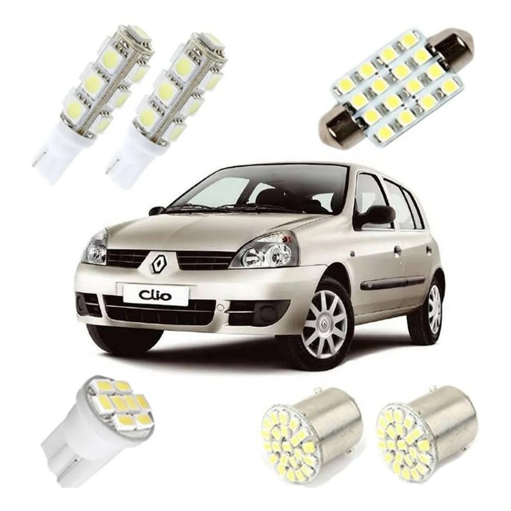 3X Kit Lampadas Led Renault Clio Luz Pingo Teto Placa Ré