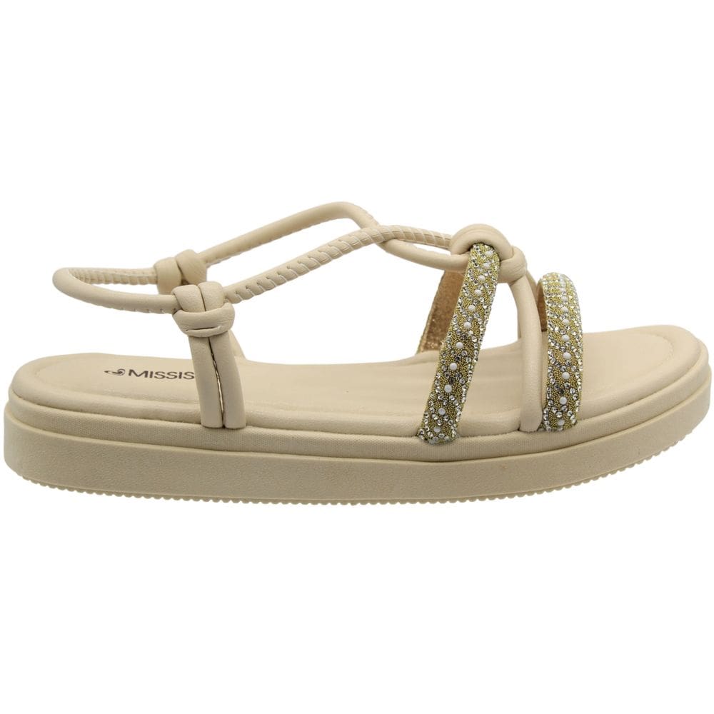 Sandália Plataforma Mississipi Tiras Strass Brilho Feminina