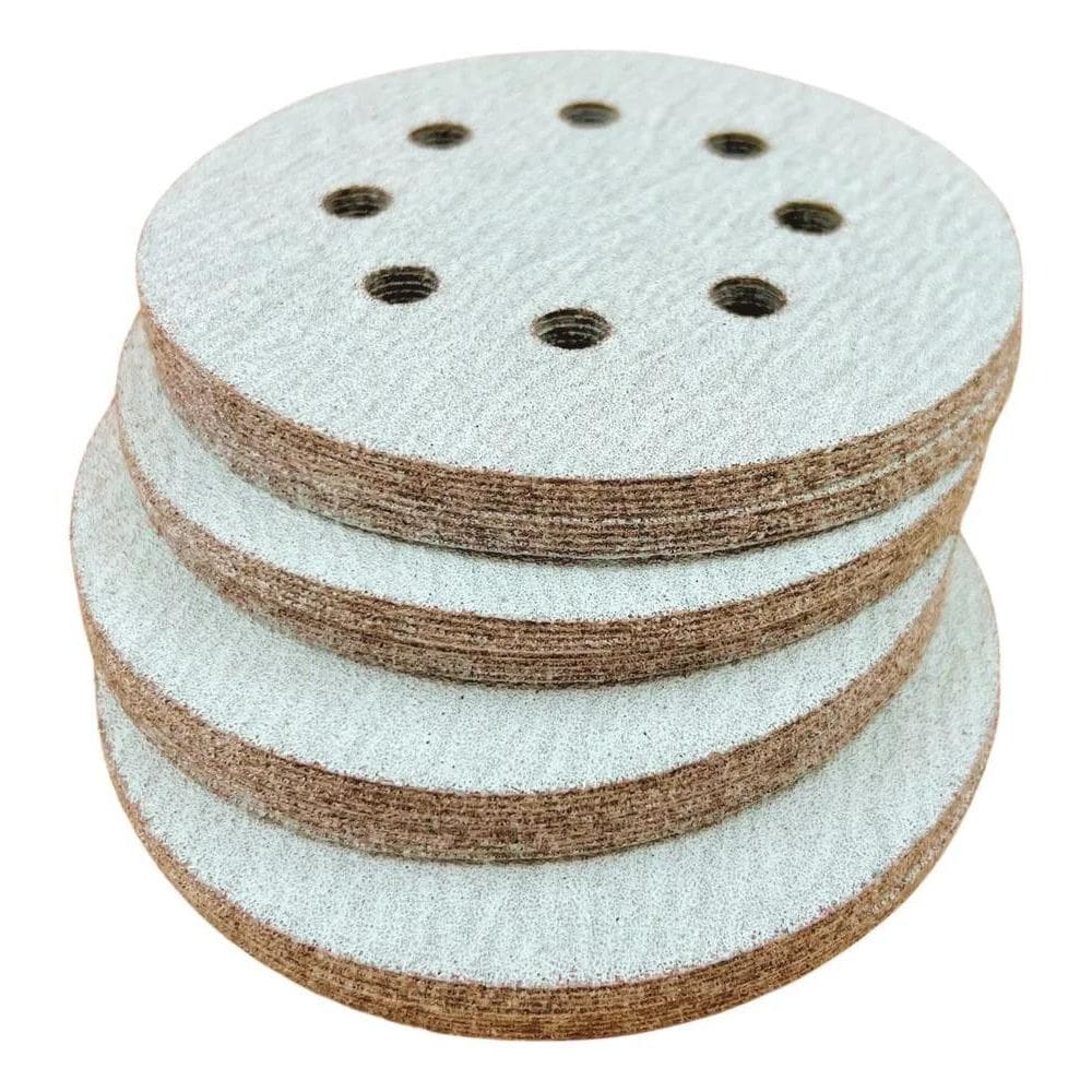 3X Disco Lixa Pluma 125Mm 8 Furos Lixadeira Roto Orbital 10