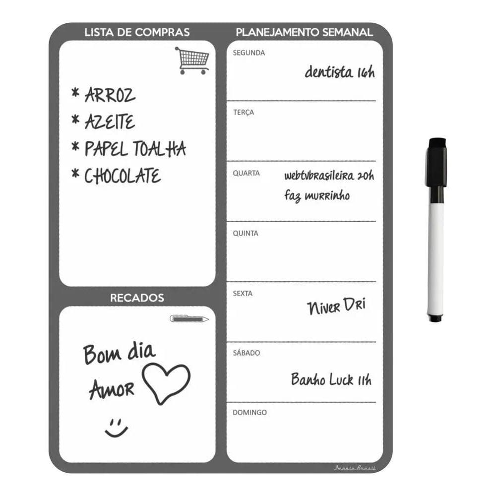 3X Ímã De Geladeira Planner Calendário Semanal Recados Magné