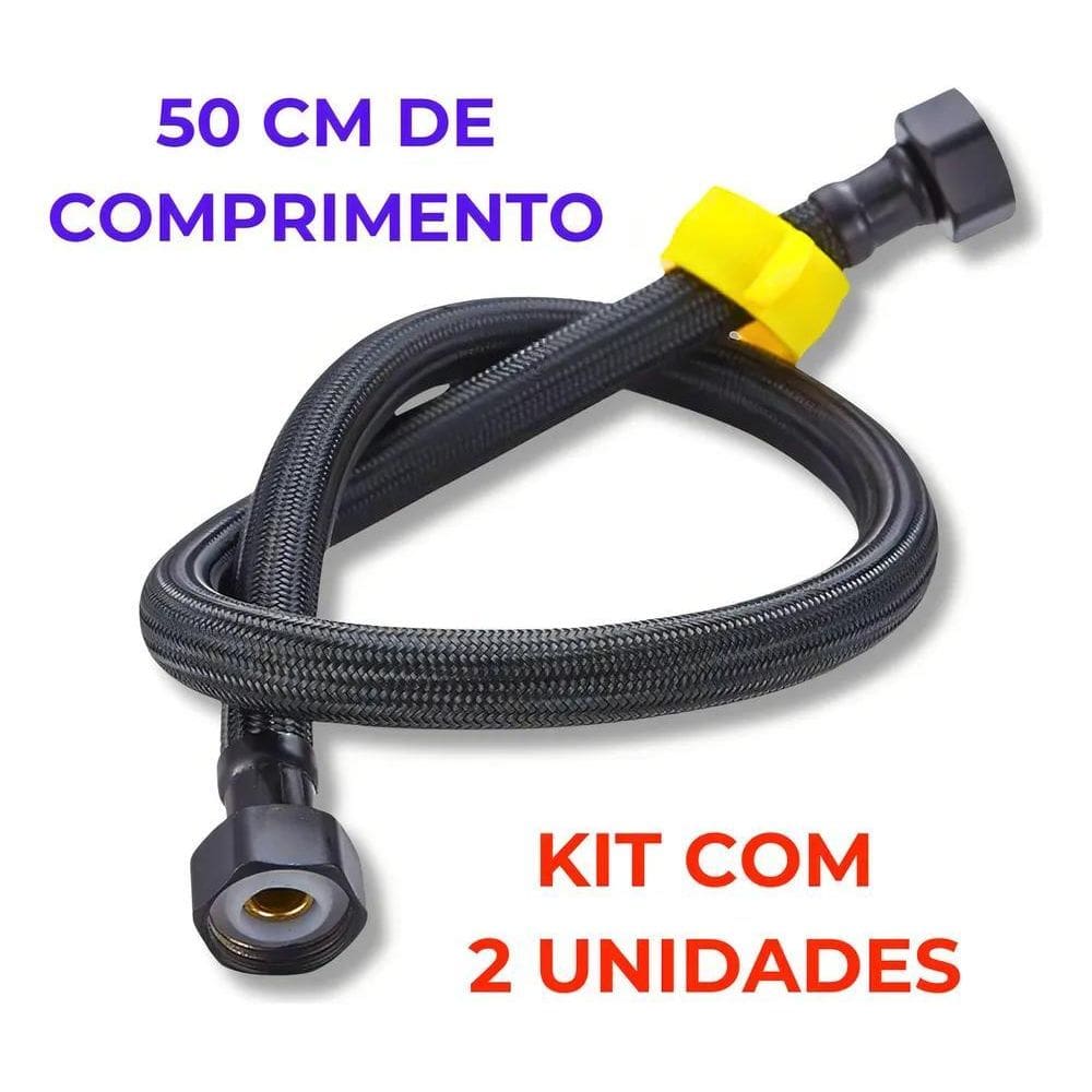 3X Rabicho Engate Mangueira Trançado Aço Inox Flexível 50 Cm
