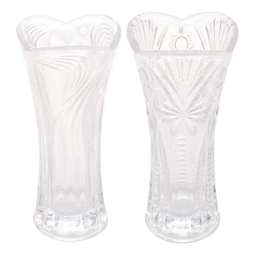 Kit 2 Vasos De Vidro Lyor 7,5X17Cm Jarro De Flor Tul