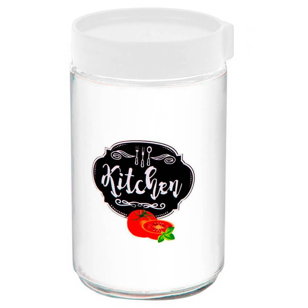 Pote de Vidro Kitchen Branco 624ml 1 peça - Casambiente