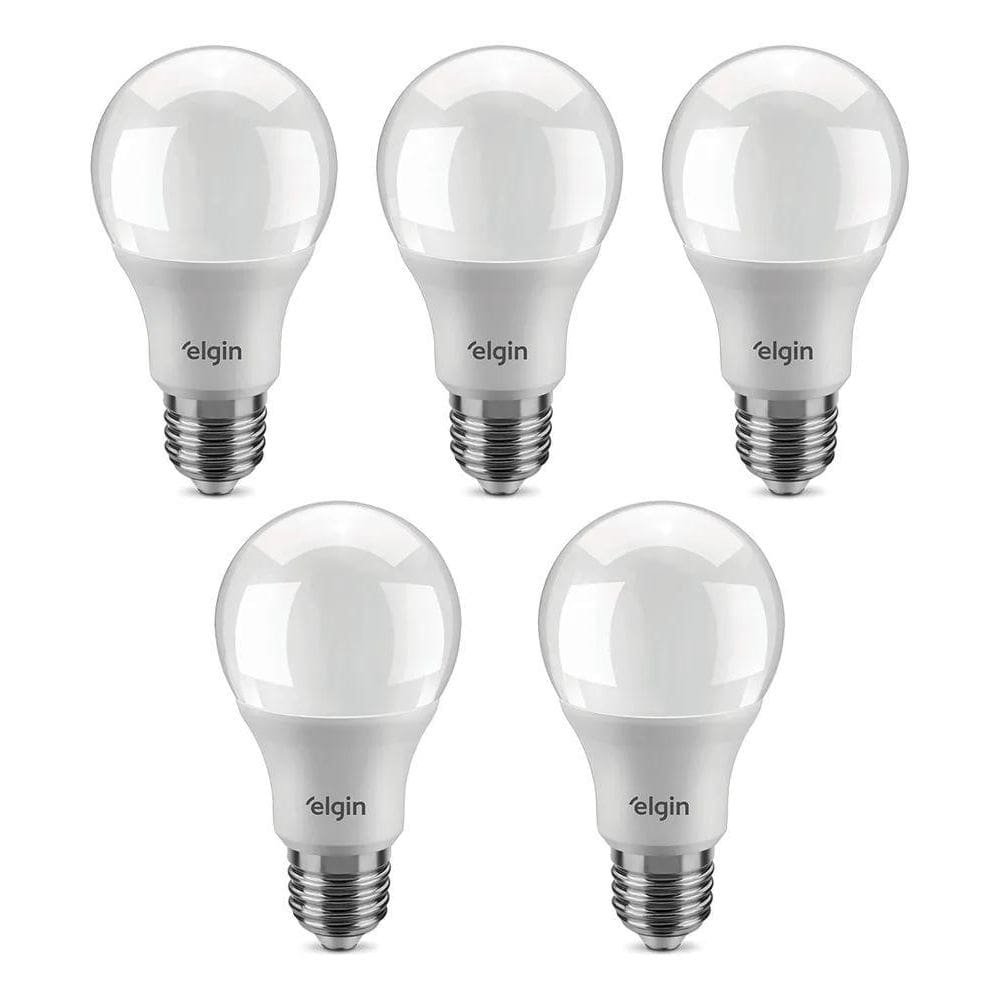 Kit 5 Lâmpadas Led Bulbo A60 12W 3000K E27 Luz Amarela Elgin