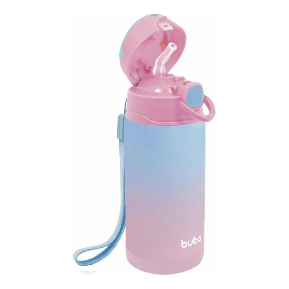 Copo Térmico Infantil Aço Inox Canudo Silicone 400 Ml