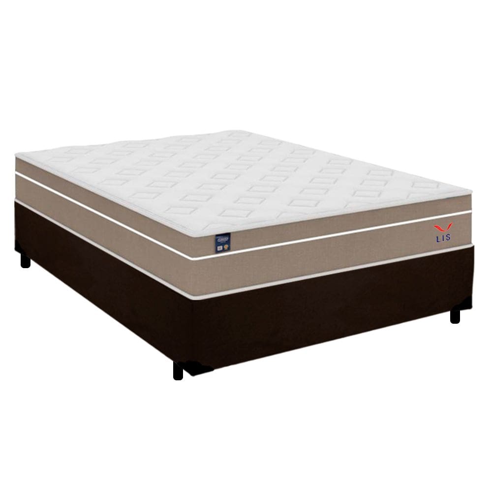 Cama Box Casal Suede + Colchão Lis Molas Ensacadas Plumatex 138cm