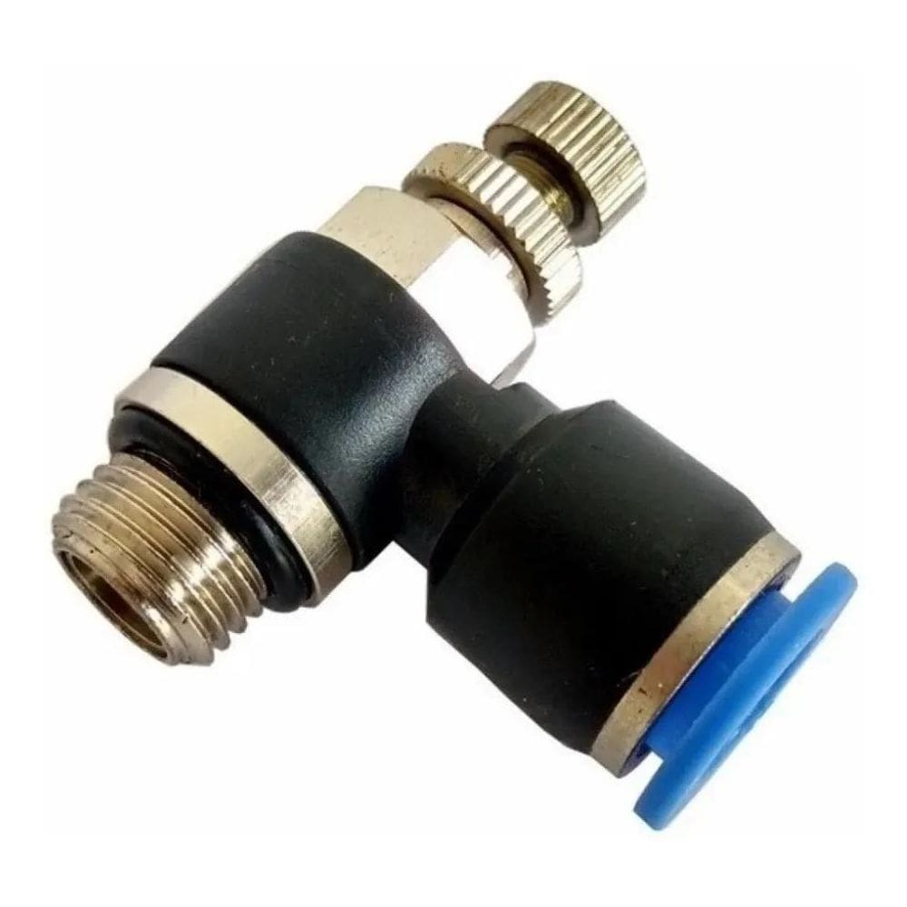 Conexão Pneumática Válvula Reguladora De Fluxo 1/4 Bsp X 8Mm