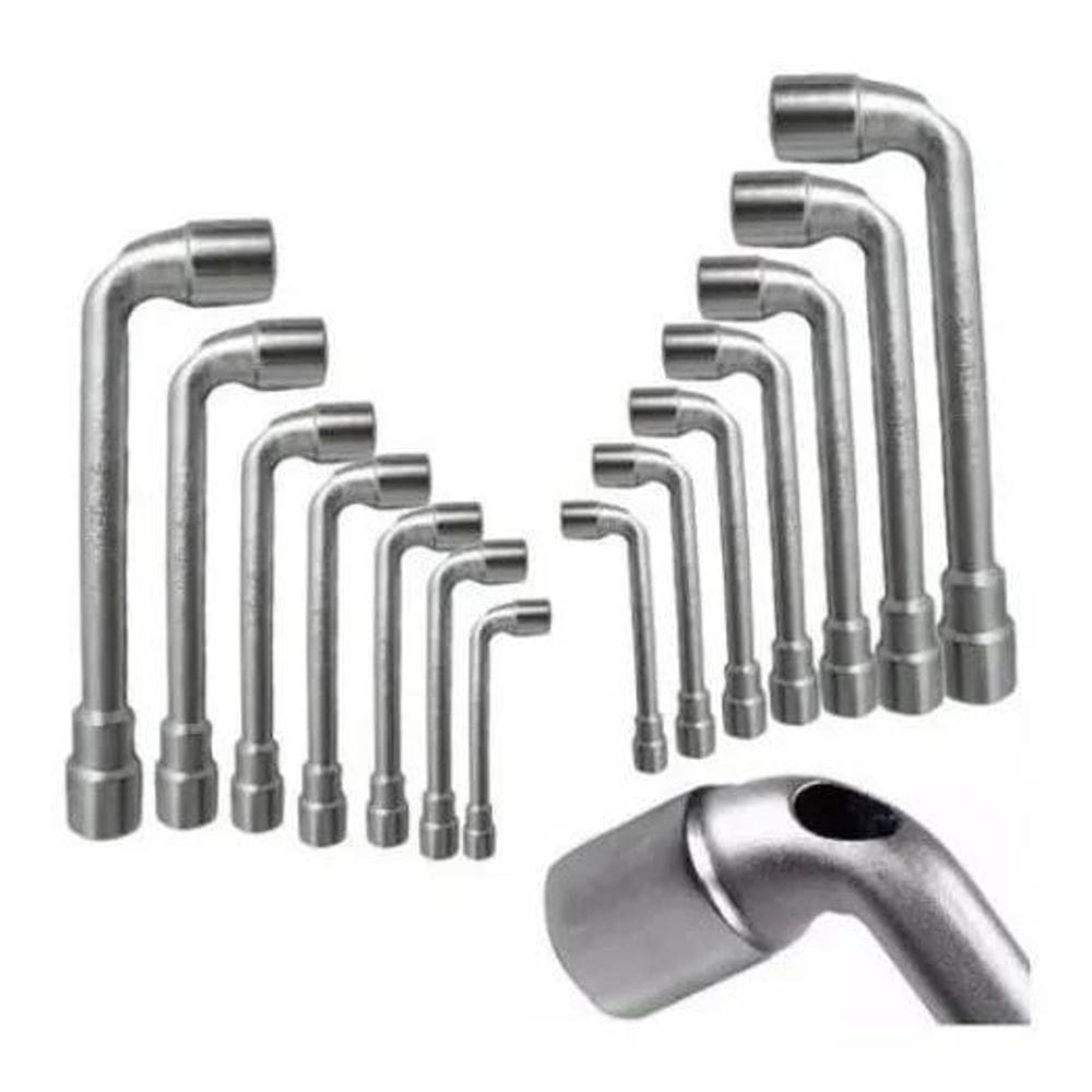 Jogo De Chave Biela 14 Peças Tipo L Com Furo Profissional